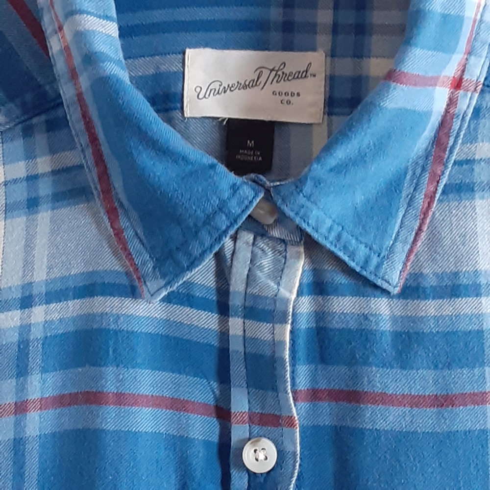 Universal Thread, Size Medium. Blue Plaid, Cotton… - image 5